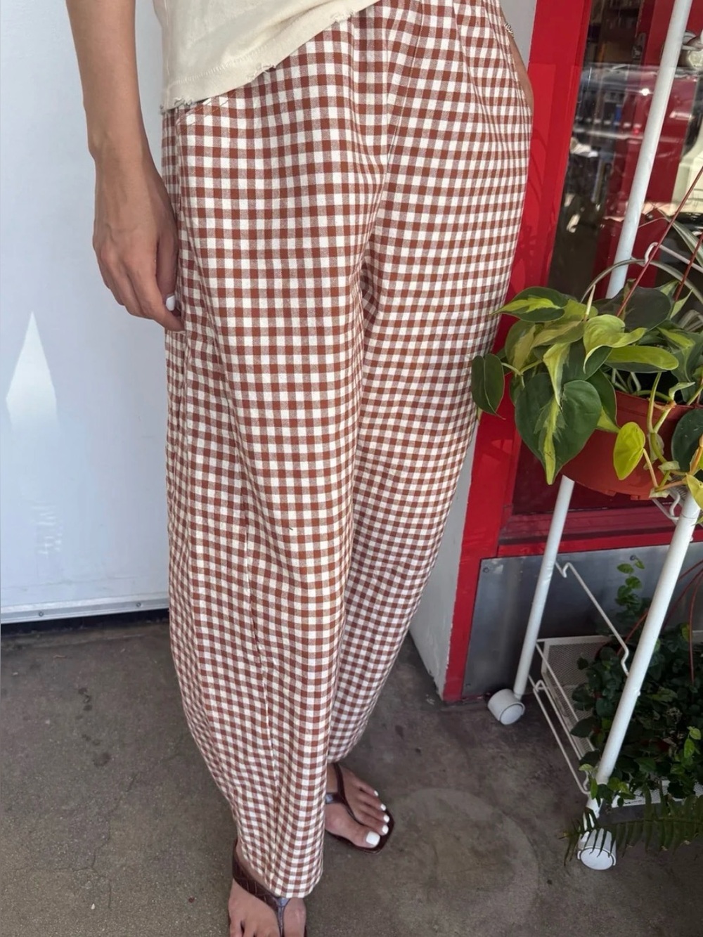 Le Bon Shoppe Arc Pants Brown Gingham - M